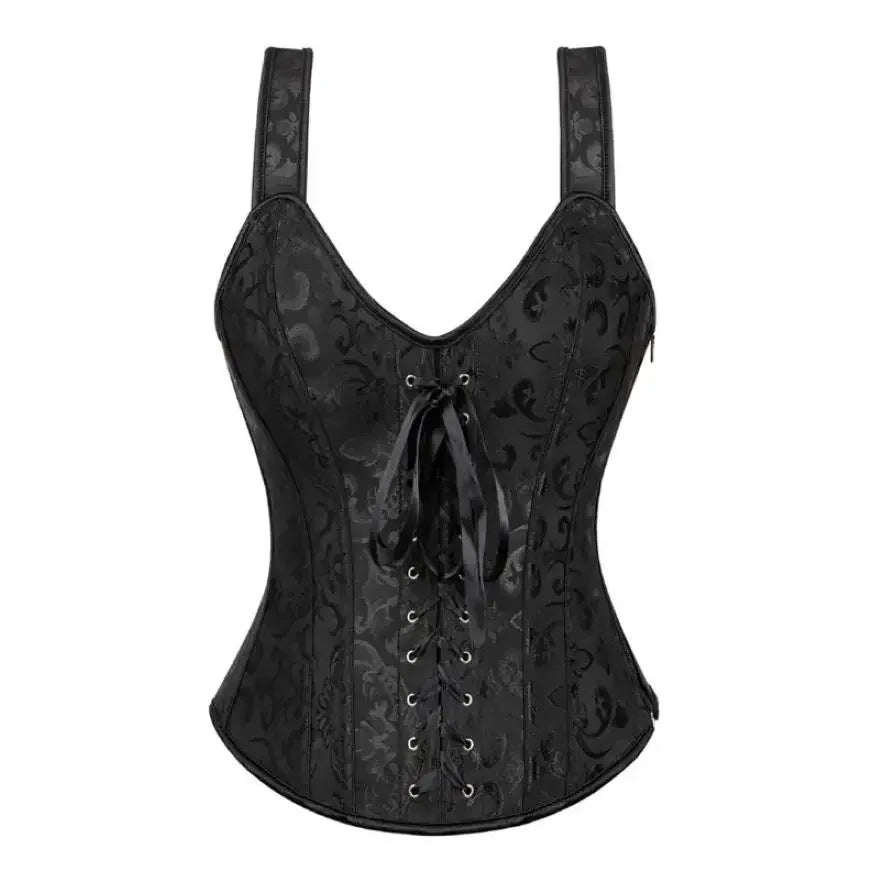 Ceinture corset noir sexy avec bretelles pour femme